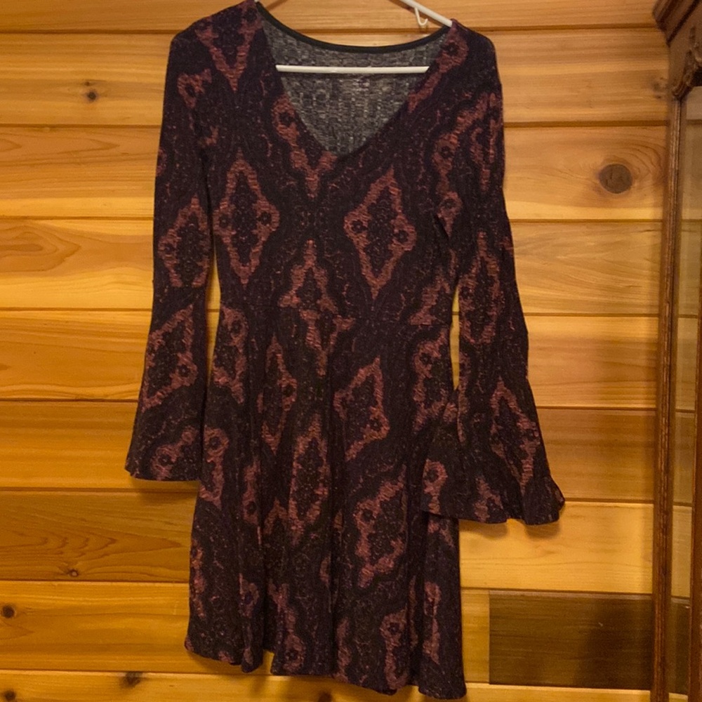 Printed purple mandala sweater dress